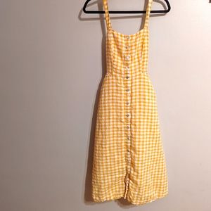 Cynthia Rowley Linen Yellow Plaid Dress size 8